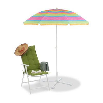 Gestreifter Strandschirm 210 cm hoch, mehrfarbig, relaxdays | yomonda