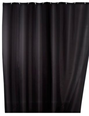 WENKO Anti-Schimmel Duschvorhang Uni Black, Textil (Polyester), 180 x 200 cm, waschbar schwarz | 04008838120545