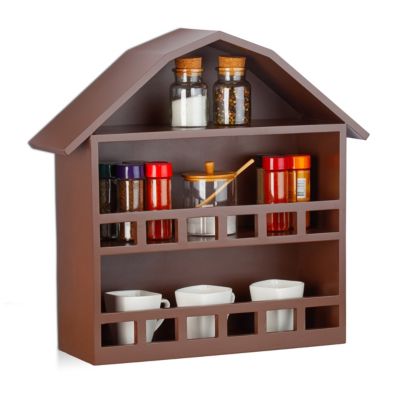 Wandregal Haus mit 3 Fächern, braun, relaxdays | yomonda