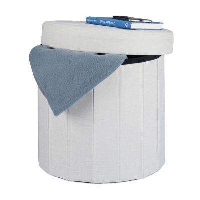 Sitzhocker mit Stauraum Größe M rund, beige, relaxdays | yomonda