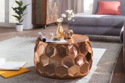 Couchtisch HONEYCOMB 60x36x60 cm Aluminium Anstelltisch Wohnling Couchtisch Honeycomb 60x36x60 cm Aluminium
