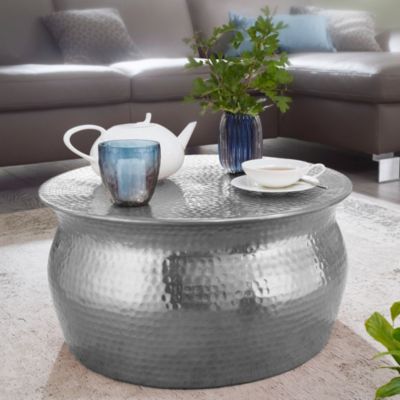 Couchtisch KARAM Ø 60 cm Aluminium Beistelltisch orientalisch rund