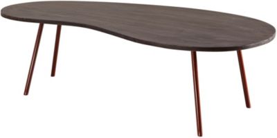 WOHNLING Couchtisch JAI 122x34,5x63cm Akazie Metallbeinen Nierentisch Massivholz Holz Tisch Tischbeine Metall grau