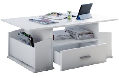 VCM Holz Beistelltisch Couchtisch Sofatisch Wohnzimmertisch Schublade Junata weiß | 04051814365393