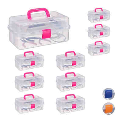 10 x Transparente Plastikbox pink