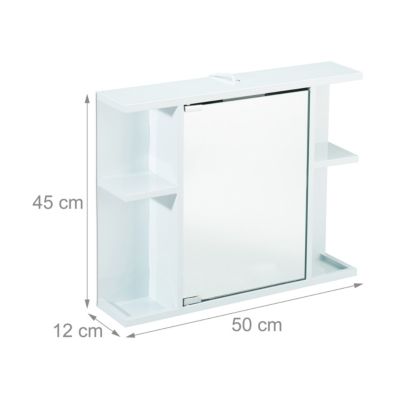 Spiegelschrank mit 6 Fächer, H 45 x B 50 x T 12 cm , weiß, | yomonda