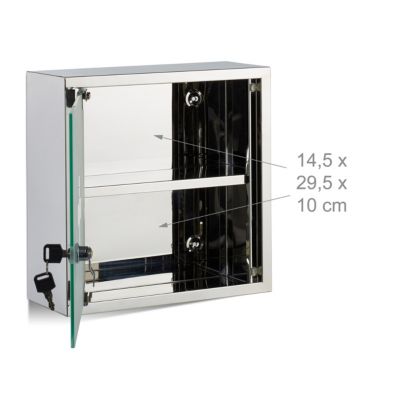 Medizinschrank Edelstahl quadratisch, silber, relaxdays | yomonda
