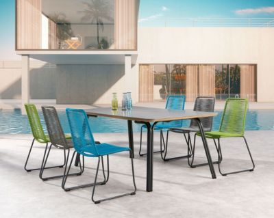 7-tlg. Gartenmöbel-Set "Symi" 6xKufen-Sessel, 1xTisch B100xL180xH76 cm