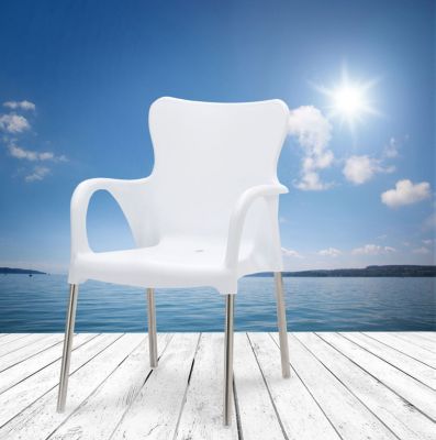 Alu-Stapelstuhl "Maui" für den Außenbereich, weiß, Best Freizeitmöbel