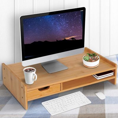 Monitorständer mit Schublade, beige, HOMCOM | yomonda