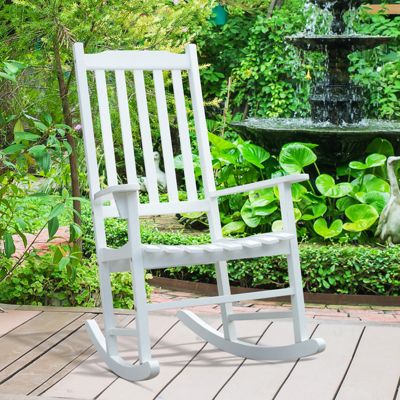 Holz-Schaukelstuhl, weiß, Outsunny | yomonda