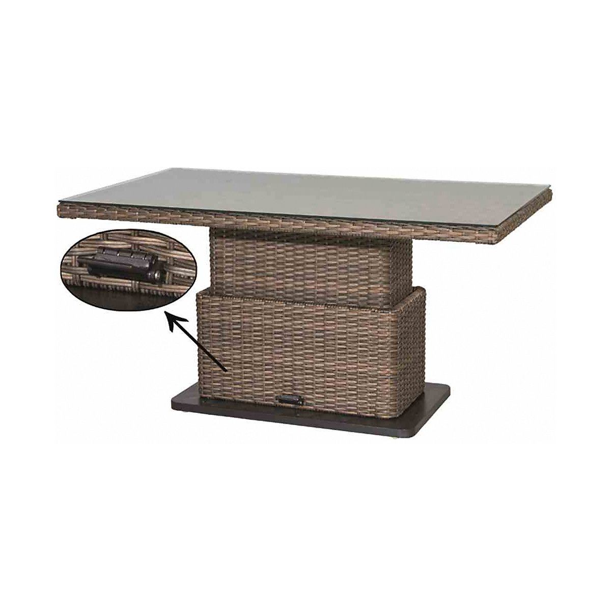 Lounge-Tisch "Teramo", höhenverstellbar, B130 x T75 x H40/52/65 cm