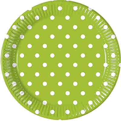 Pappteller Green Dots 23 cm, 8 Stück
