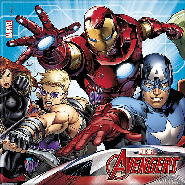 Servietten zweilagig Mighty Avengers 33 x 33 cm, 20 Stück