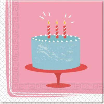 Image of Procos Servietten zweilagig Birthday Cake 33 x 33 cm 20 Stück grün/pink