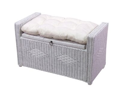 Rattansitztruhe mit Stauraum Sitztruhe, weiß | yomonda