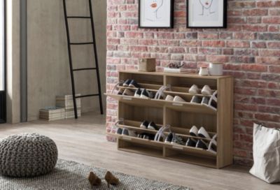 Schuhschrank 120x81x24 cm Holz Schuhregal Schuhkipper Schuhkommode