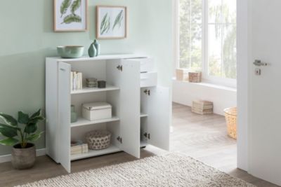 Highboard mit Türen & Schubladen 107x104x35 cm Kommode Flurschrank