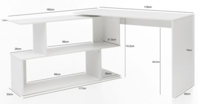 Schreibtisch WL5.756 Weiß Matt 119x78x49 cm ...