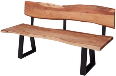 Esszimmerbank GAYA in 2 verschiedenen Größen Akazie Massivholz Sitzbank mit Lehne Essbank Baumstamm