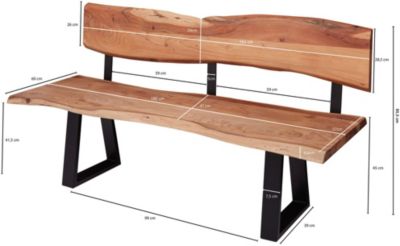 Esszimmerbank GAYA in 2 verschiedenen Größen Akazie Massivholz Sitzbank
