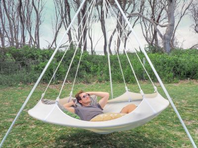 Grasekamp Hängesessel Set Ø 180 cm mit Gestell Taupe Lounge Hängematte