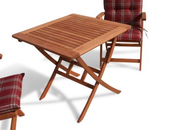 Grasekamp Balkonmöbelgruppe Santos Rubin 5tlg mit Klapptisch 80x80cm