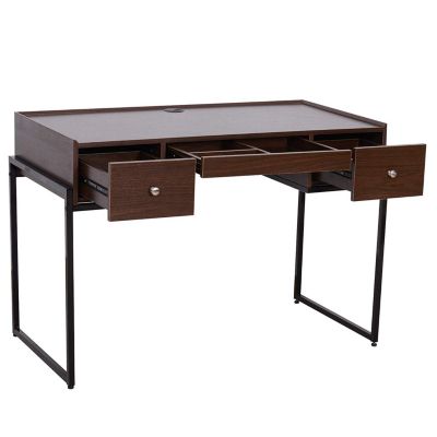 Schreibtisch mit 3 Schubladen, braun, HOMCOM | yomonda