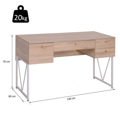 Schreibtisch mit 3 Schubladen und 1 Ablagefach, braun, HOMCOM | yomonda