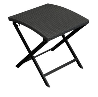 Klapphocker CATANIA 44x40cm, Metall + Polyrattan schwarz