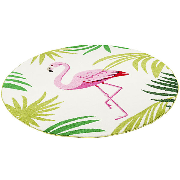 Designer Teppich Faro Tropical Flamingo Rund Teppiche