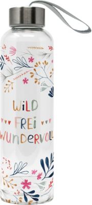 GlasTrinkflasche "Wild, Frei & Wundervoll" 0,55l mit