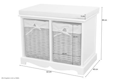 Sitzkommode mit Kissenauflage Sansibar, weiß, | yomonda