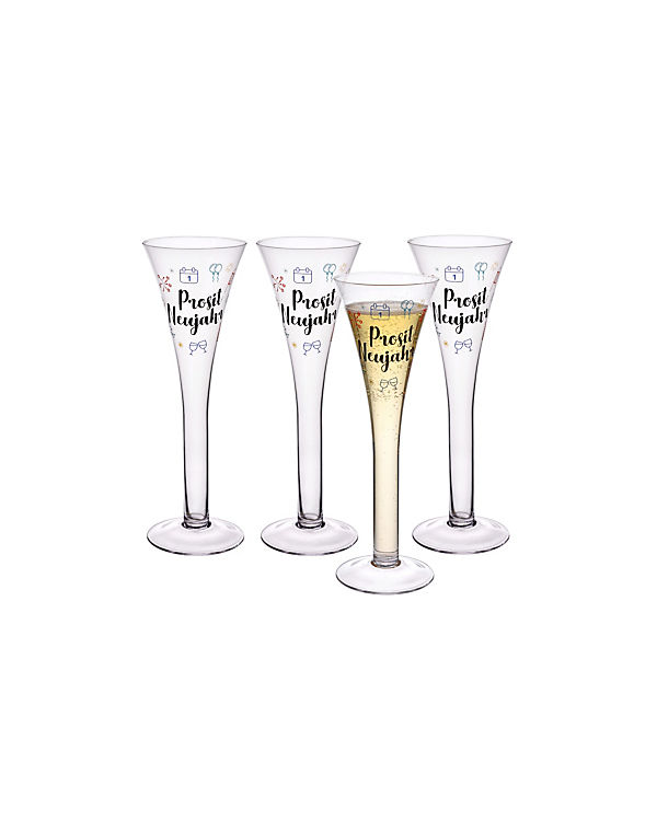 GRÄWE® Sektglas-Set Prosit Neujahr bunt | 04010094018900 GRÄWE® Sektglas-Set Prosit Neujahr bunt | 04010094018900
