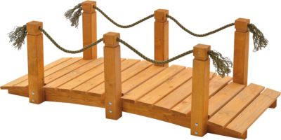 HolzBrücke für Gartenteich, L152 x B67 x H50 cm, braun