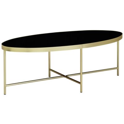 Couchtisch Glas Schwarz Oval 110x56 cm Metallgestell