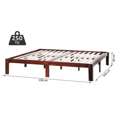 Doppelbettrahmen mit Lattenrost, braun, HOMCOM | yomonda