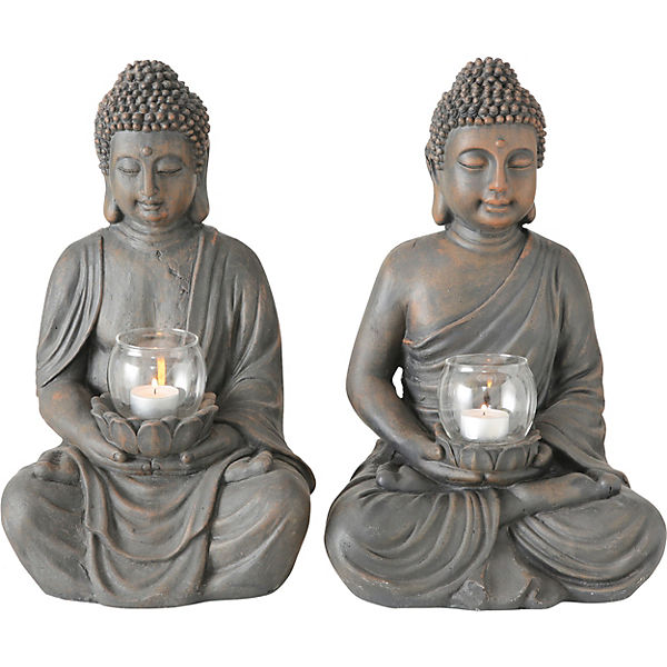 2er-Set Windlicht "Buddha" 26 x 25 x 41 cm
