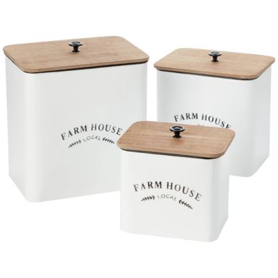 Aufbewahrungsbox 3er-Set holz hell/weiß glanz FARM HOUSE, braun