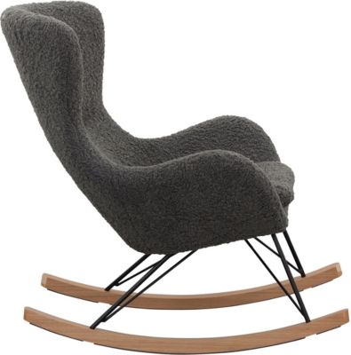 Schaukelstuhl mit Teddyfellbezug, B75 x T102 x H106 cm, grau