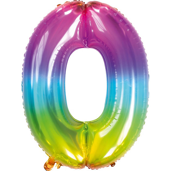 Folienballon Yummy Gummy Regenbogen Zahl 0, 86 cm