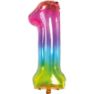 Folienballon Yummy Gummy Regenbogen Zahl 1, 86 cm