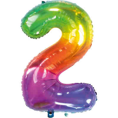 Folienballon Yummy Gummy Regenbogen Zahl 2, 86 cm