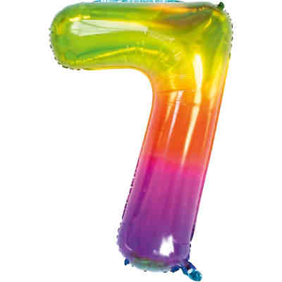 Folienballon Yummy Gummy Regenbogen Zahl 7, 86 cm
