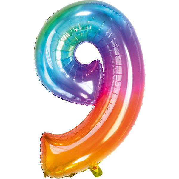 Folienballon Yummy Gummy Regenbogen Zahl 9, 86 cm