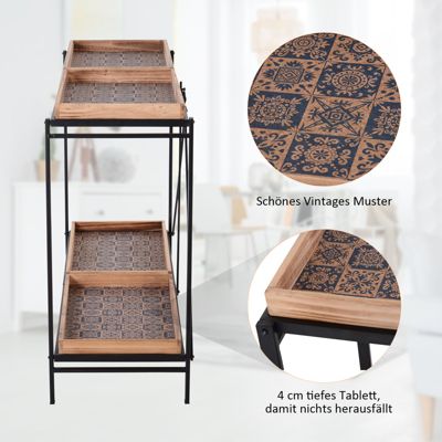 Konsolentisch mit 4 Holztabletts, braun, HOMCOM | yomonda