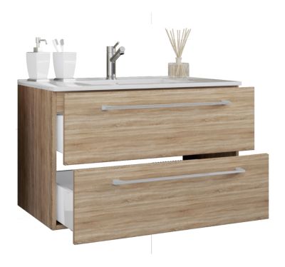 2-tlg. Waschplatz Set Badmöbel Waschbecken Keramik "Waschtisch 2