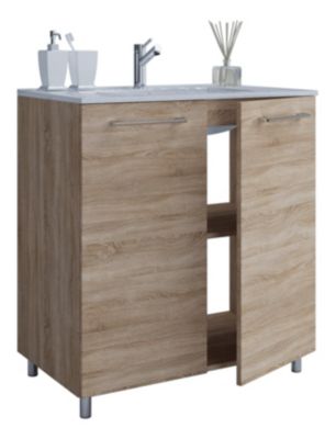 2-tlg. Stand-Waschplatz Set Badmöbel Waschbecken Keramik "Waschtisch 2