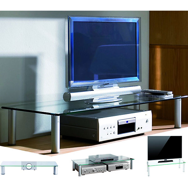 TV-Aufsatz TV Glasaufsatz Monitor Erhöhung Fernseh Aufsatz Glas "Felino", Größe L