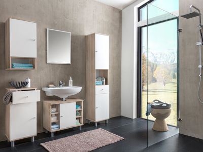 Badmöbel Komplett Set (5-tlg) "Tobina" Komplettbad Bad Schrank Regal
